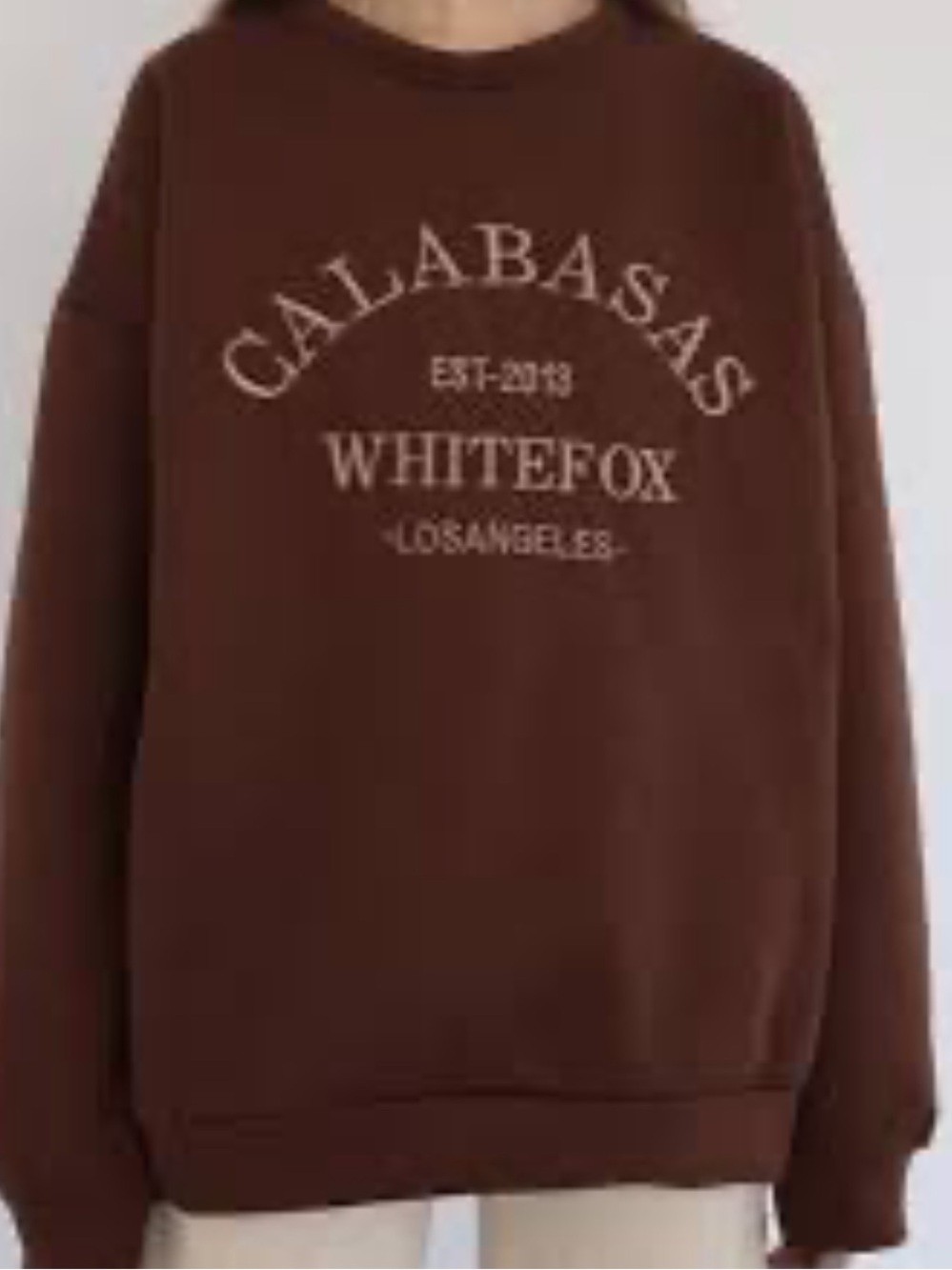 White Fox try Brown, Calabasas, Los Angeles, long sleeve sweatshirt, size M/L